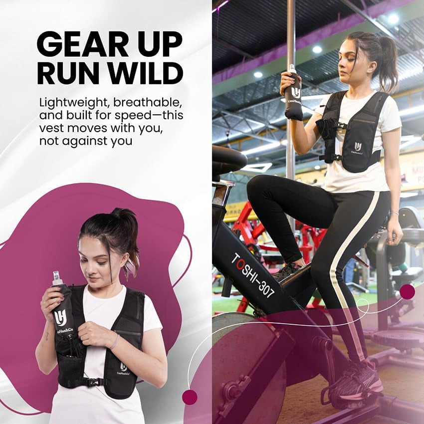 Running Vest Phone Holder with 500Ml Water Bottle, Waterproof Phone Pocket Reflective Vest, Breathable Hydration Running Vest for Unisex