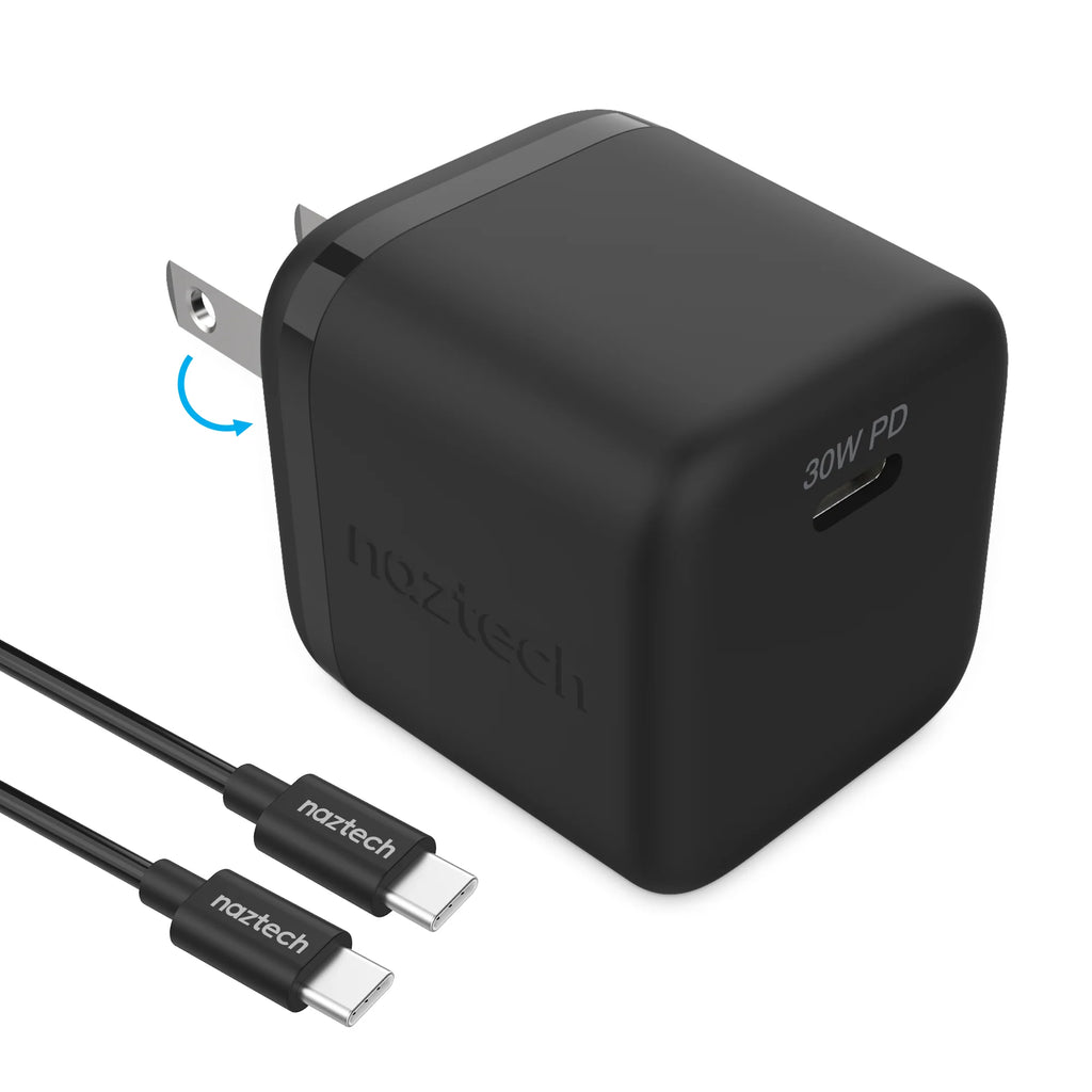 Naztech 30W PD Wall Charger + USB-C to USB-C Cable 6Ft for Traveling