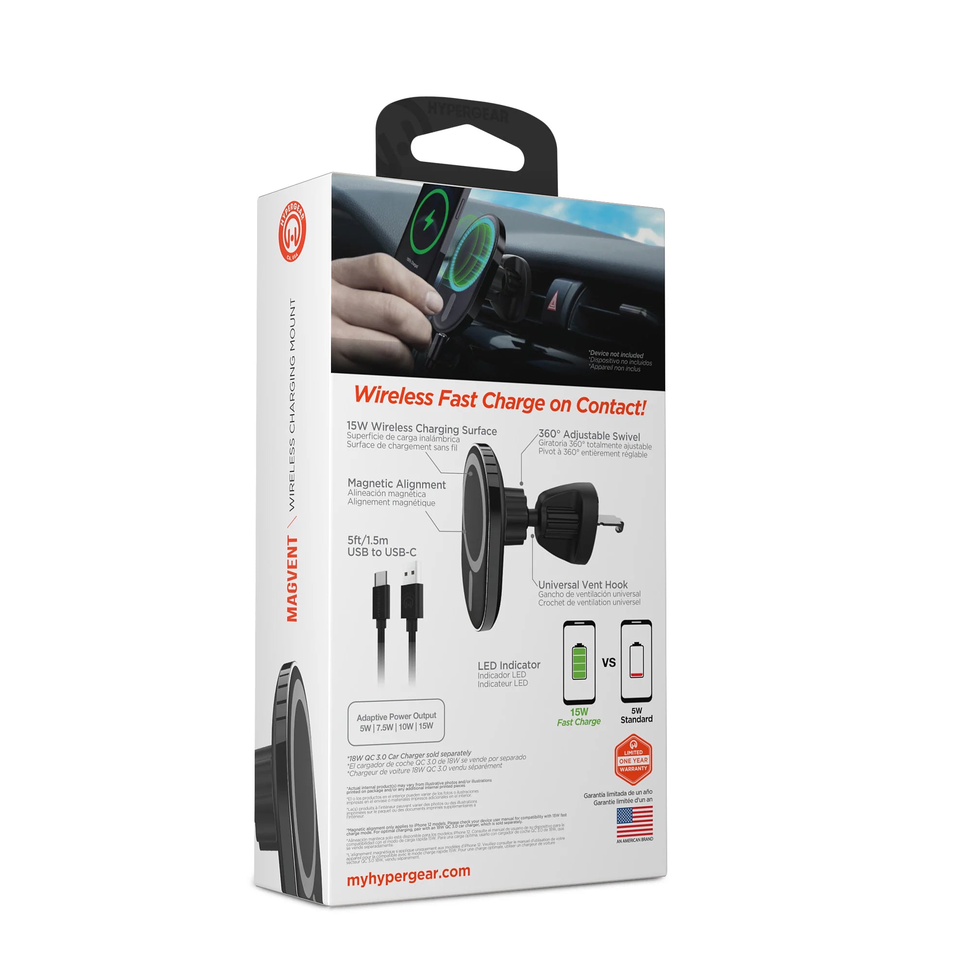 Hypergear Magvent Wireless Car Charging Mount for Iphone 13