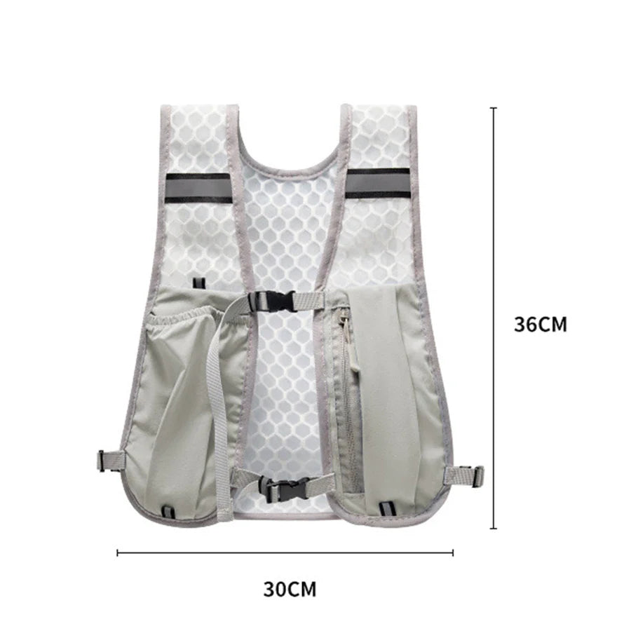 For Biking Running Storage Vest Lightweight Running Vest Reflective Hydration Water Chest Pack with Phone Storage Pocket