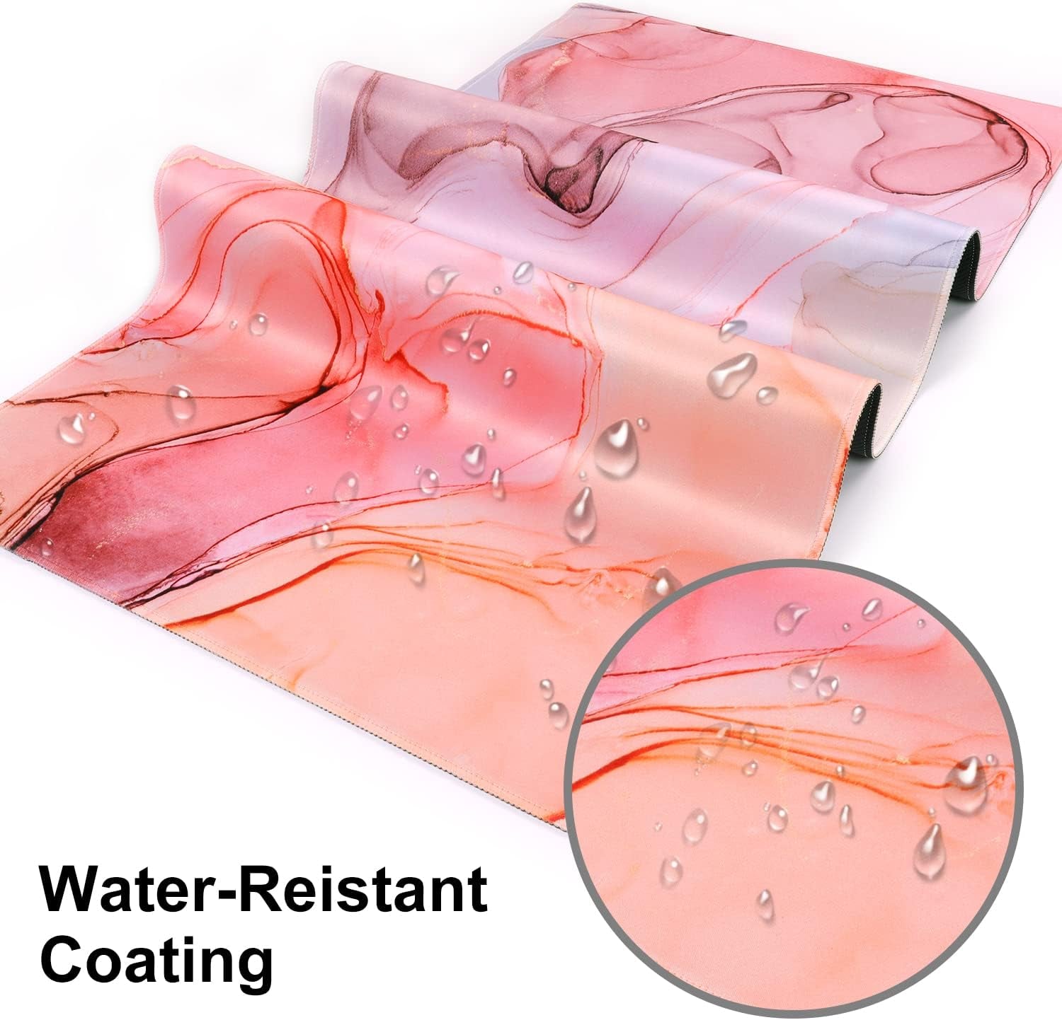 Large Gaming Mouse Pad, Non-Slip Rubber Base Water-Resistant Mousepad Desk Mat for Computer Keyboard, 35.4" X 15.75" Extended Desk Pad with Stitched Edges for Office Gaming, Pink Fog Painting