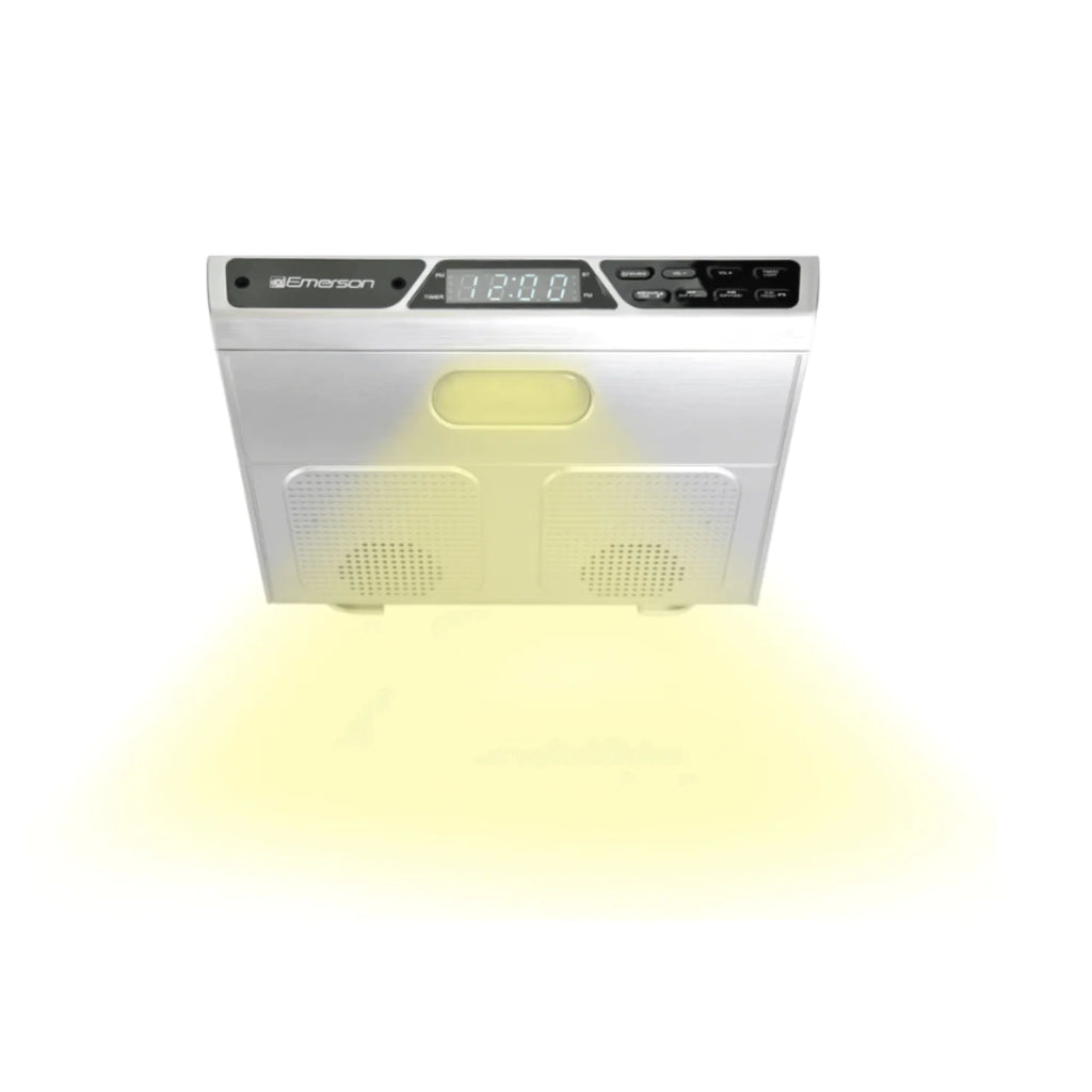 Emerson under Cabinet FM Radio W Bluetooth, Station Memory and Clock with Timer
