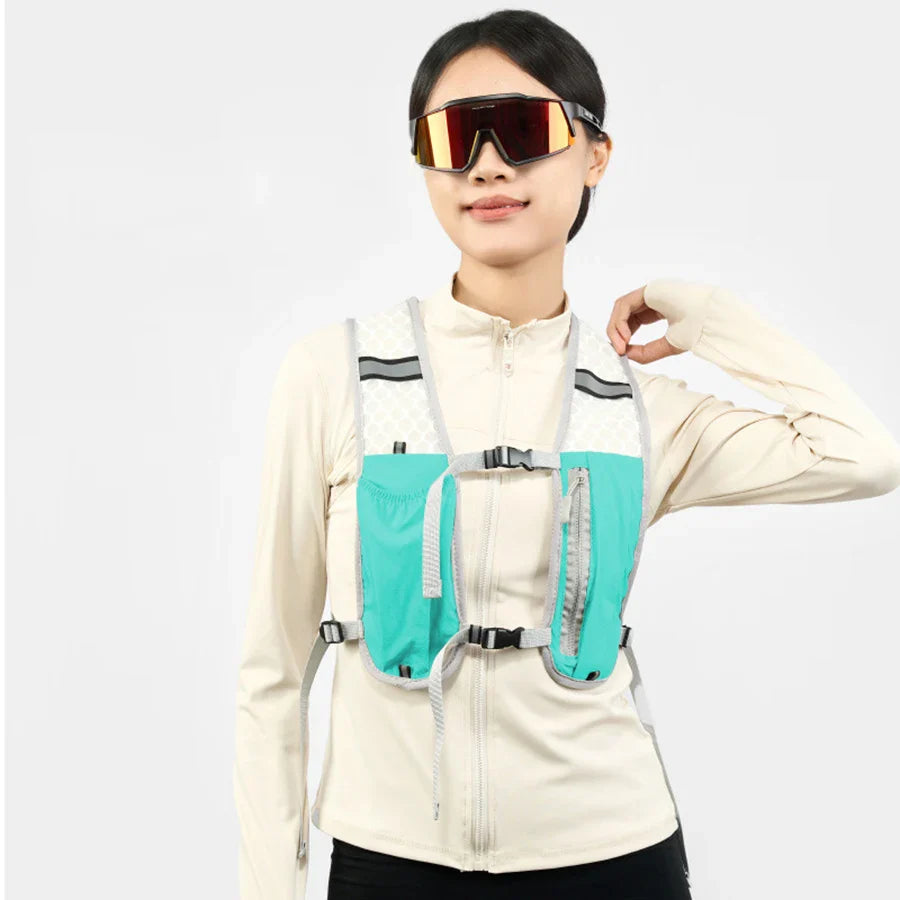 For Biking Running Storage Vest Lightweight Running Vest Reflective Hydration Water Chest Pack with Phone Storage Pocket