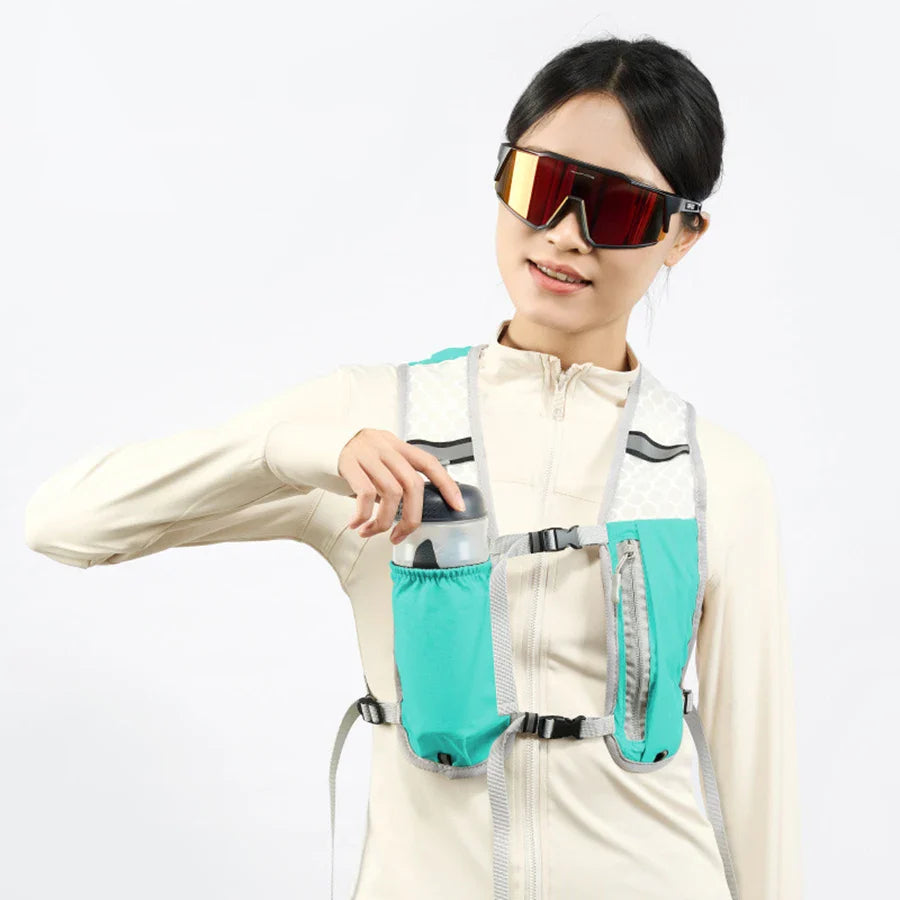 For Biking Running Storage Vest Lightweight Running Vest Reflective Hydration Water Chest Pack with Phone Storage Pocket