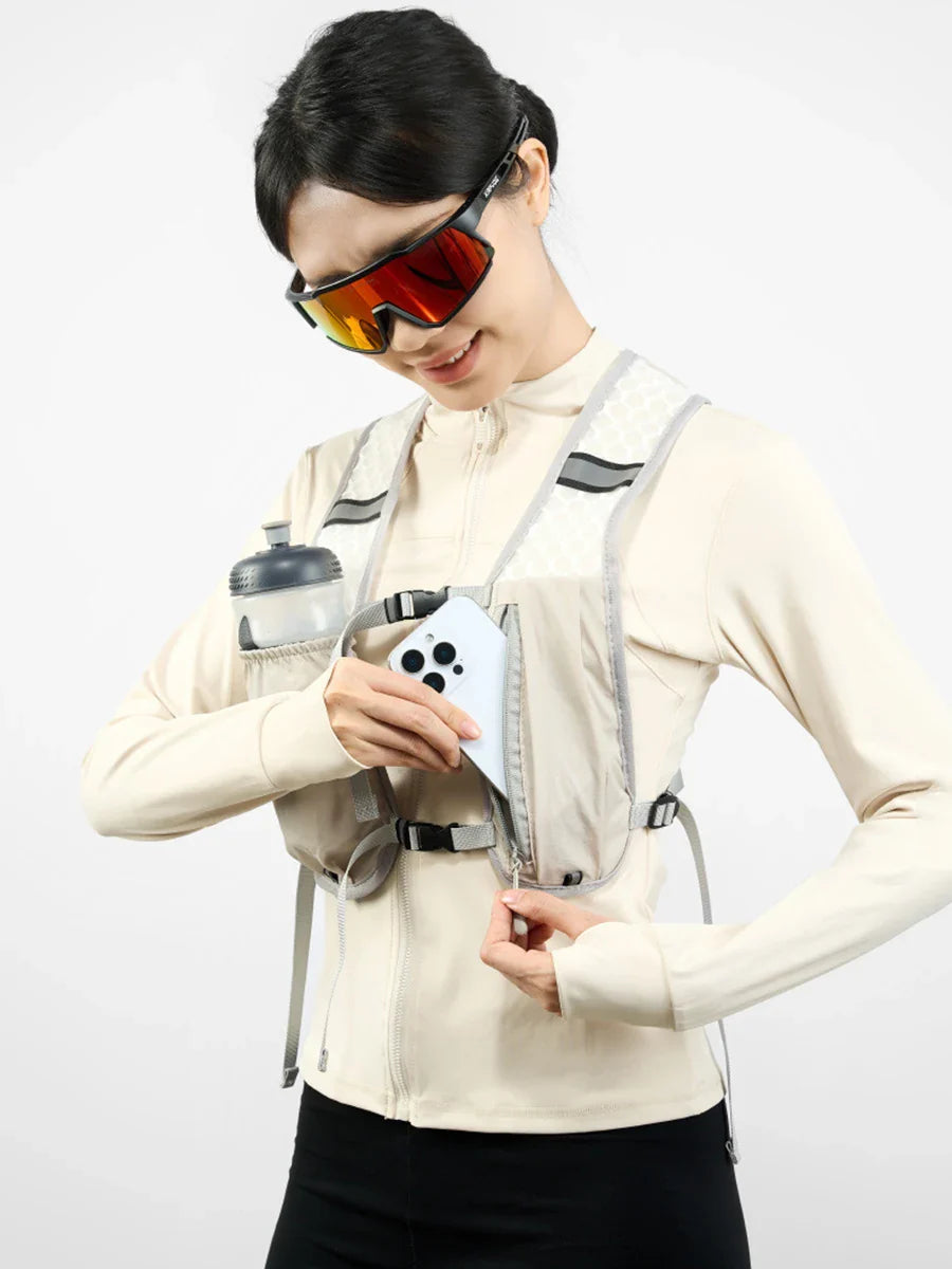 For Biking Running Storage Vest Lightweight Running Vest Reflective Hydration Water Chest Pack with Phone Storage Pocket