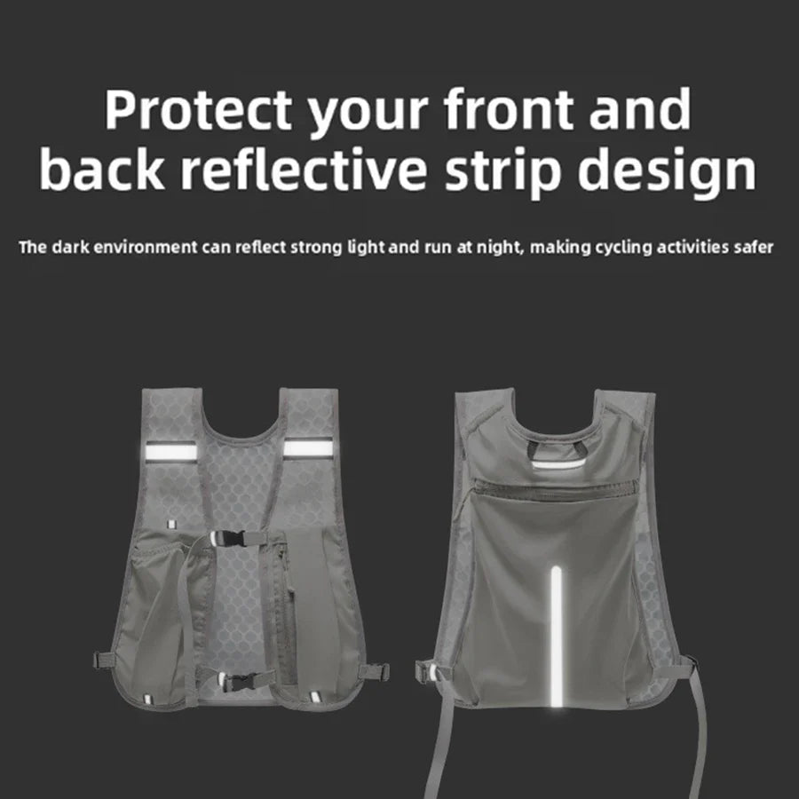 For Biking Running Storage Vest Lightweight Running Vest Reflective Hydration Water Chest Pack with Phone Storage Pocket