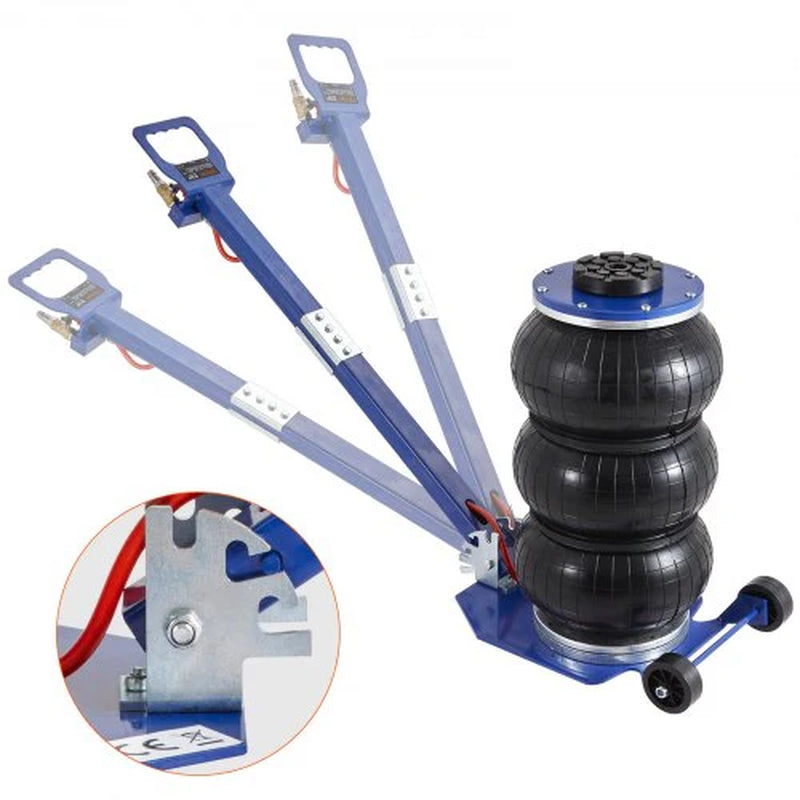 VEVOR Air Jack, 3 Ton/6600 Lbs Triple Bag Air Jack, Airbag Jack with Six Steel Pipes, Lift up to 17.7, 3-5 S Fast Lifting Pneumatic Jack, with Adjustable Long Handles for Cars, Garages, Repair (Blue)