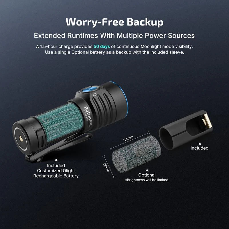 OLIGHT Baton Turbo Compact EDC Flashlight with 510M Long-Range Beam