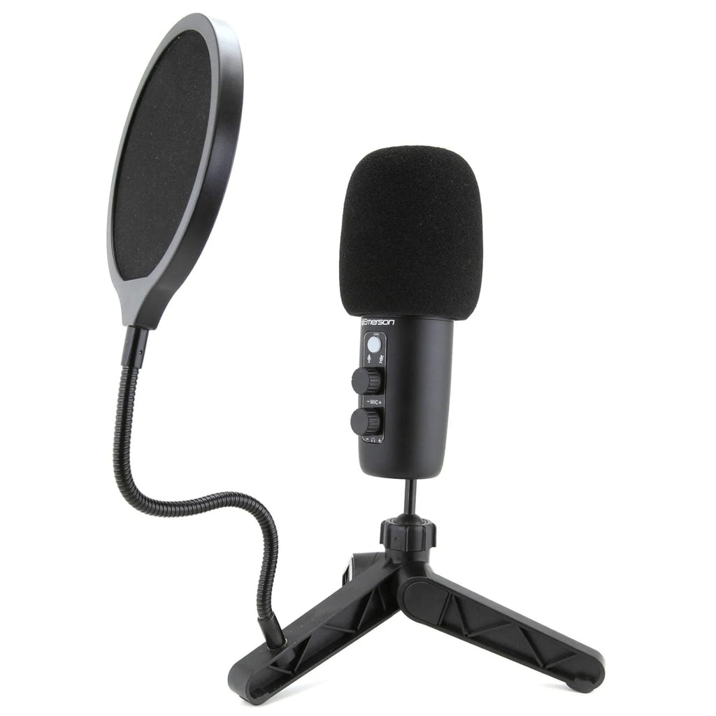 Emerson USB Gaming and Streaming Condenser Microphone with LED Lighting