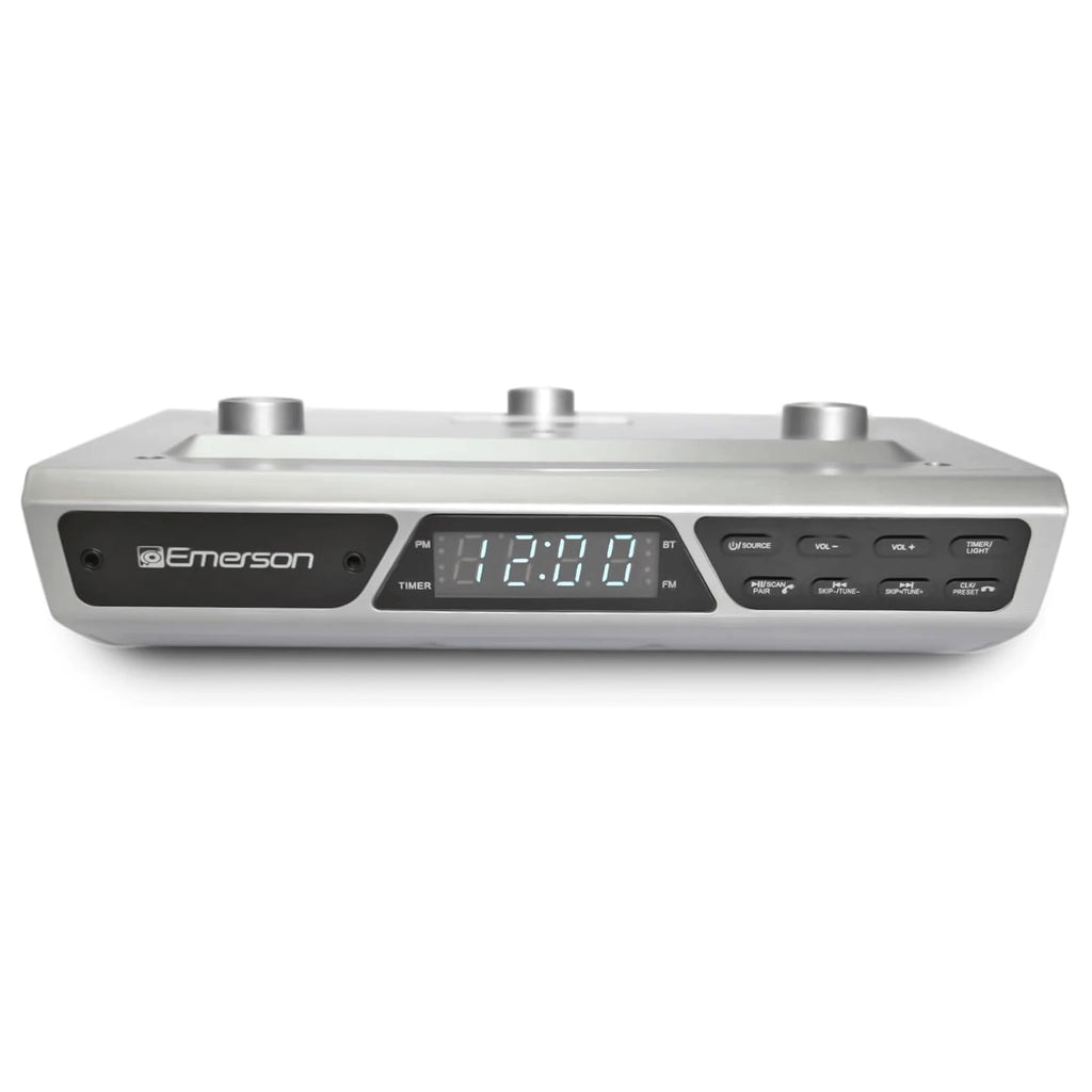 Emerson under Cabinet FM Radio W Bluetooth, Station Memory and Clock with Timer