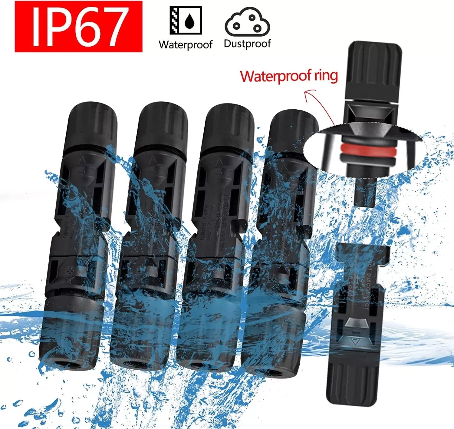 10/20/50/100/200 Pairs Male Female Solar Cable Connectors for DIY Solar Panel US