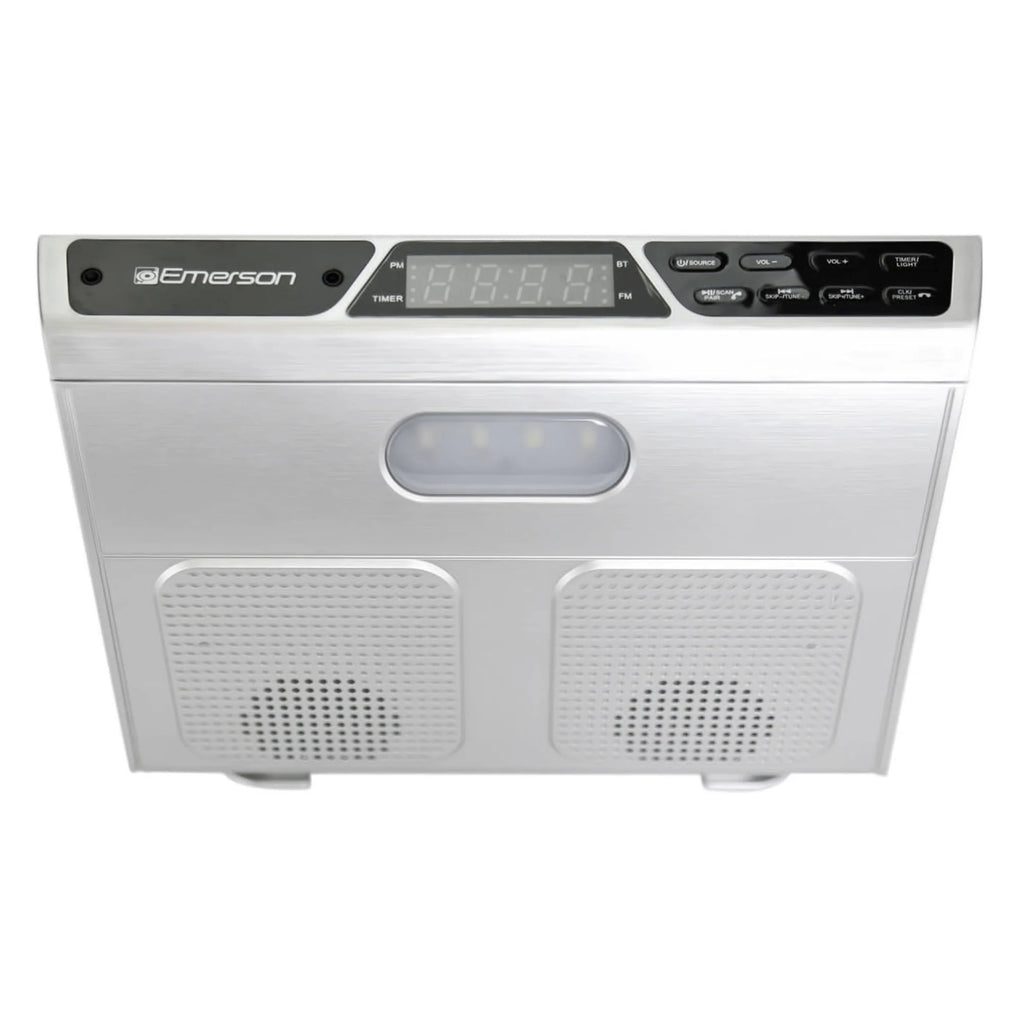 Emerson under Cabinet FM Radio W Bluetooth, Station Memory and Clock with Timer