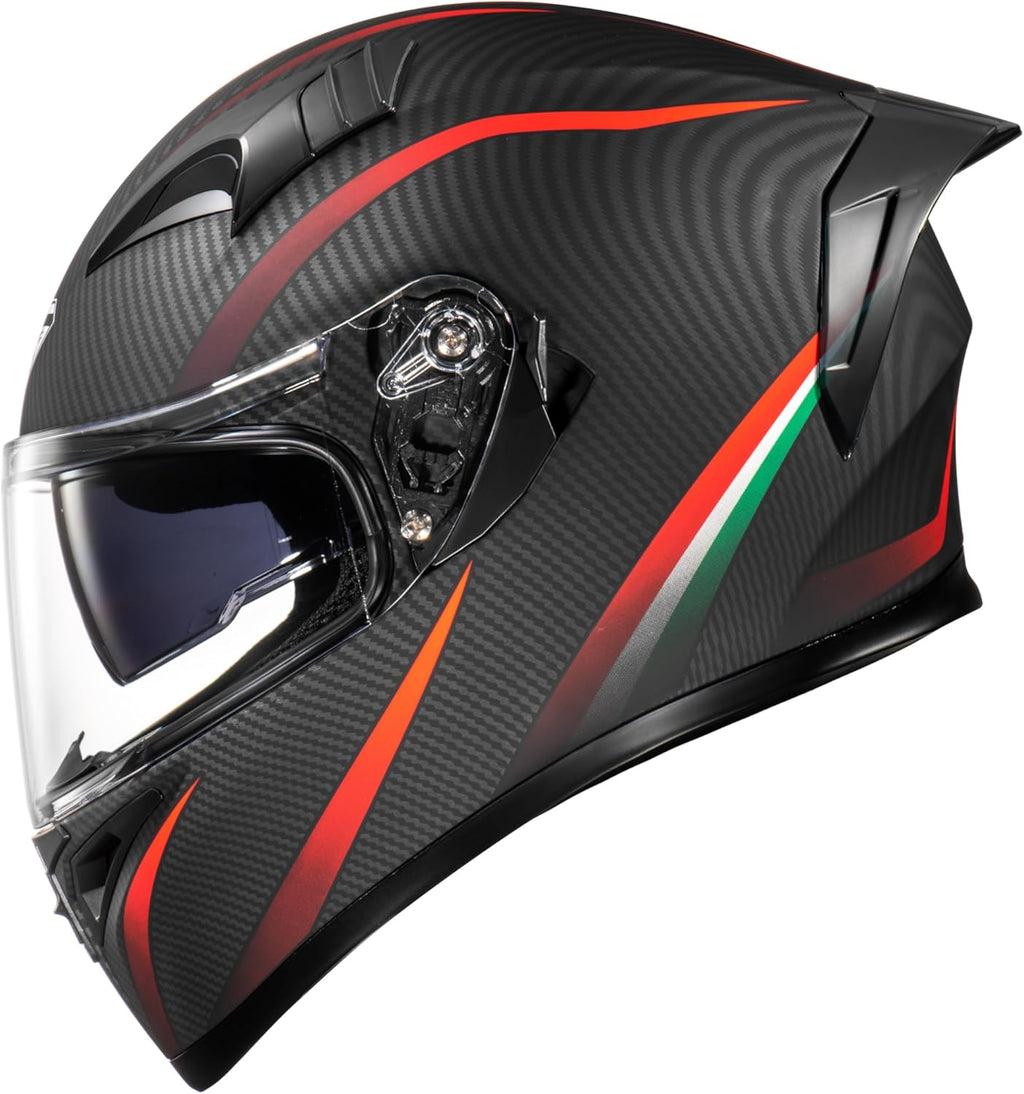 Full Face Motorcycle Helmet with Internal Tinted Visor & DOT Approved for Moped ATV Cruiser Scooter (Matt Red, Medium)