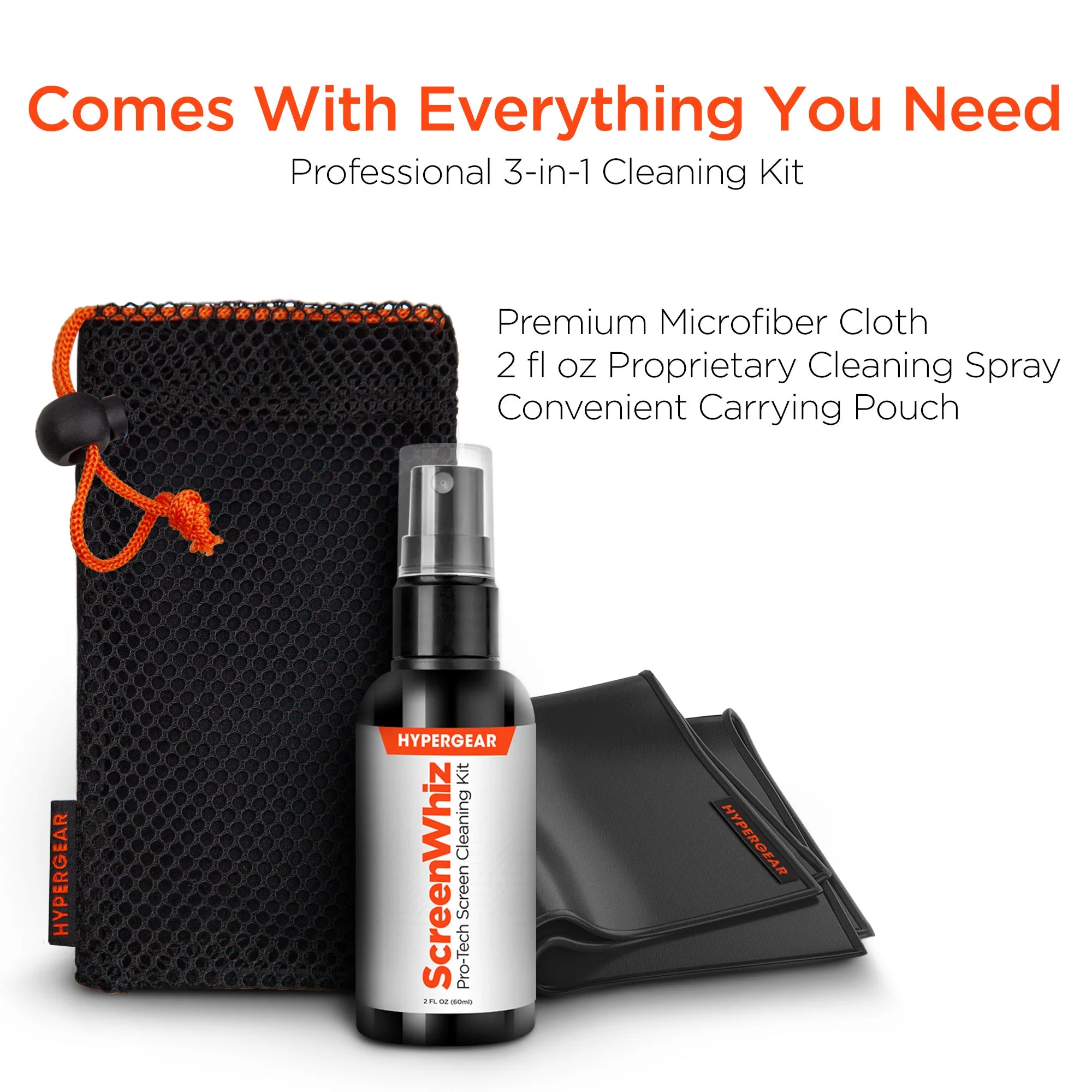 Hypergear Screenwhiz 3-In-1 Screen Cleaning Kit W Cloth & Solution